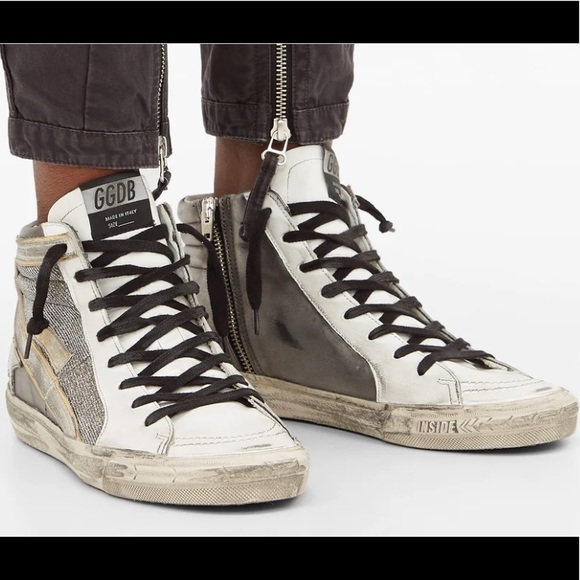 Golden Goose Slide Gun Metal/Shimmer sz 37 NIB - Picture 1 of 10